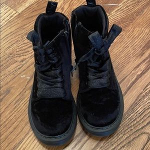 Black velvet booties